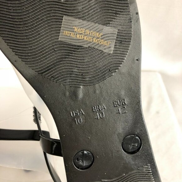 Blue Suede Shoes Womens Sandals Thong Rubber Rhinestones Ankle Strap Black 10 - Picture 5 of 6